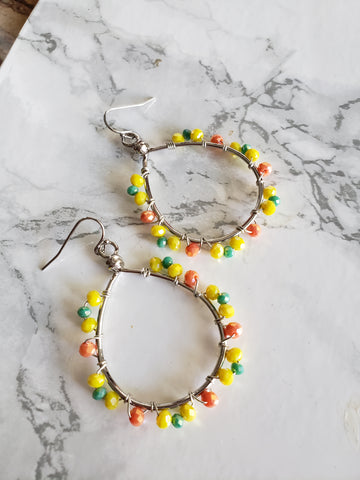 Silver "Blossom" Hoop Earrings