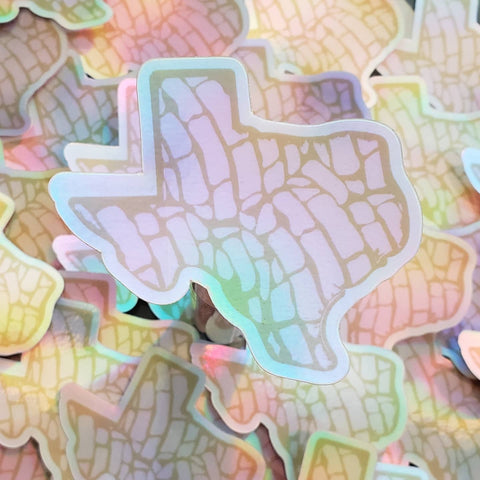 Texas Shaped Concha Holographic Sticker