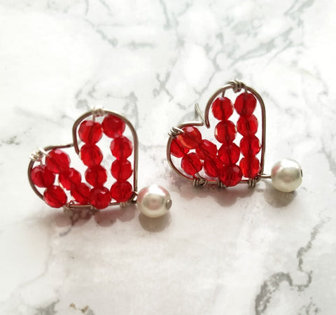 Red Heart Stud Earrings
