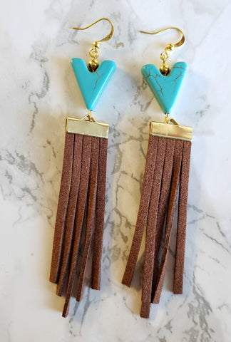 Turquoise and Suede Earrings