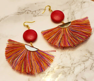 Colorful Fan Tassel Earrings