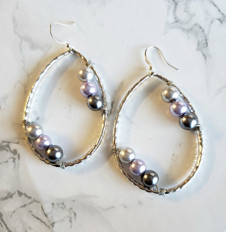 Lavender Ombre Teardrop Hoops