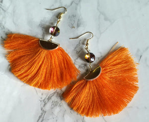 Orange Tassel Fan Earrings