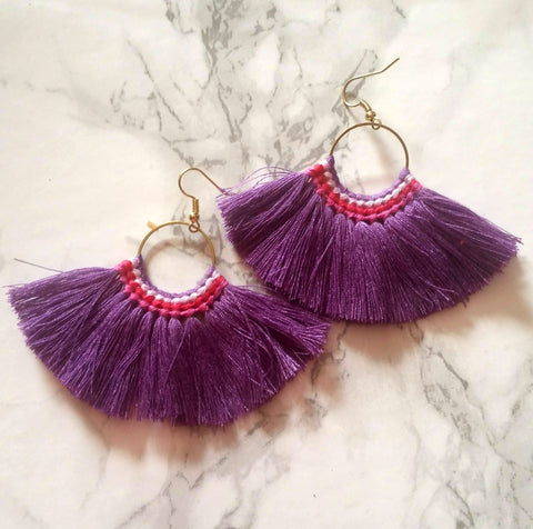 Purple Tassels Earrings