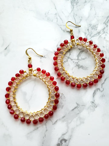 Red and Gold Swirl Earrings